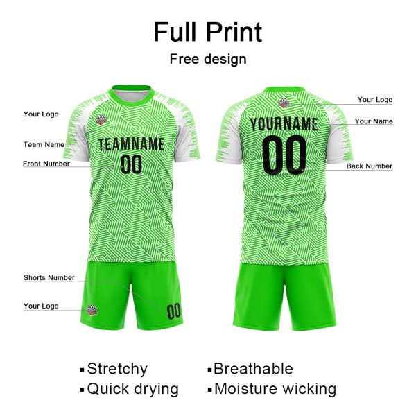 Benutzerdefinierte Fußball Trikots für Männer Frauen Personalisierte Fußball Uniformen für Erwachsene und Kind Grün-Weiß Im Angebot – Bild 3