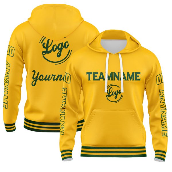 Benutzerdefiniert Grün Gelb Hoodie Personalisiert Männer Pullover Hoodie Gedruckt Team Name Number Logo für Frauen Jetzt online