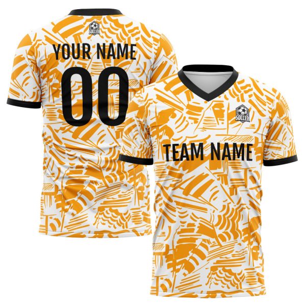 Benutzerdefinierte Fußball Trikots für Männer Frauen Personalisierte Fußball Uniformen für Erwachsene und Kind Orange&Schwarz&Weiß Im Angebot