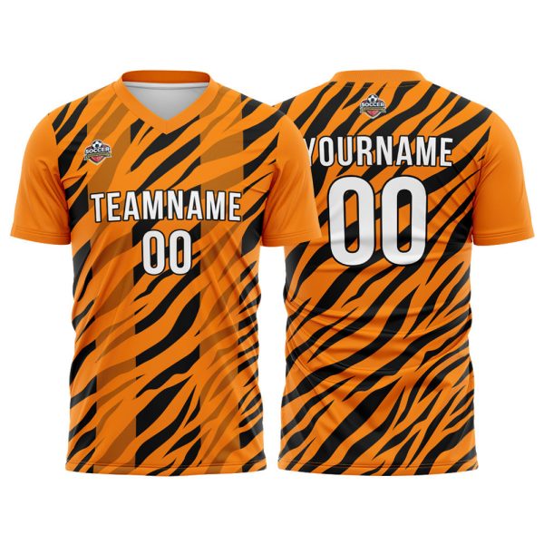 Benutzerdefinierte Fußball Trikots für Männer Frauen Personalisierte Fußball Uniformen für Erwachsene und Kind Orange-Schwarz Verkauf