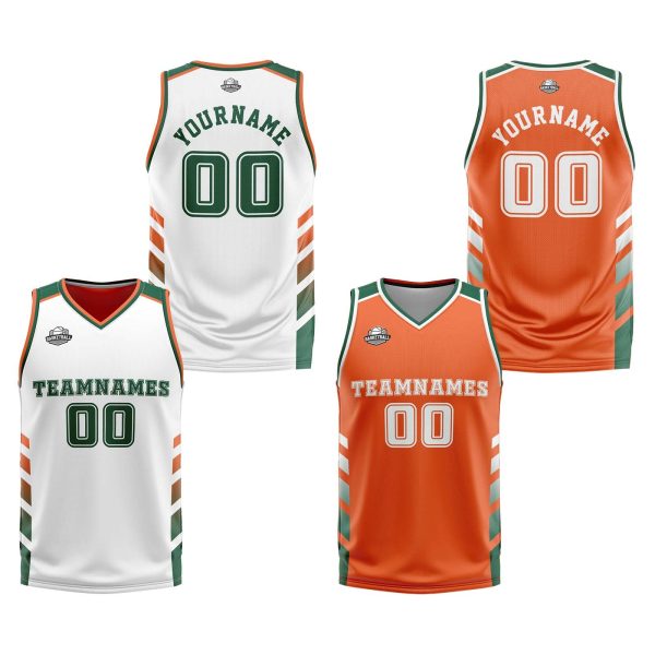 Benutzerdefinierte Weiß Orange Grün Reversible Basketball Jersey Personalisierte Print Name Nummer Logo Jetzt online