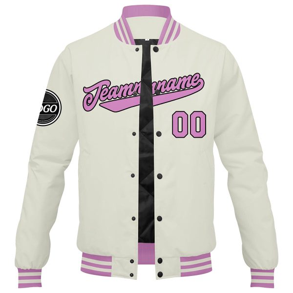 Benutzerdefinierte Verlauf Varsity-Jacke. Letterman-Jacke Creme Rosa Online-Schn?ppchen – Bild 4