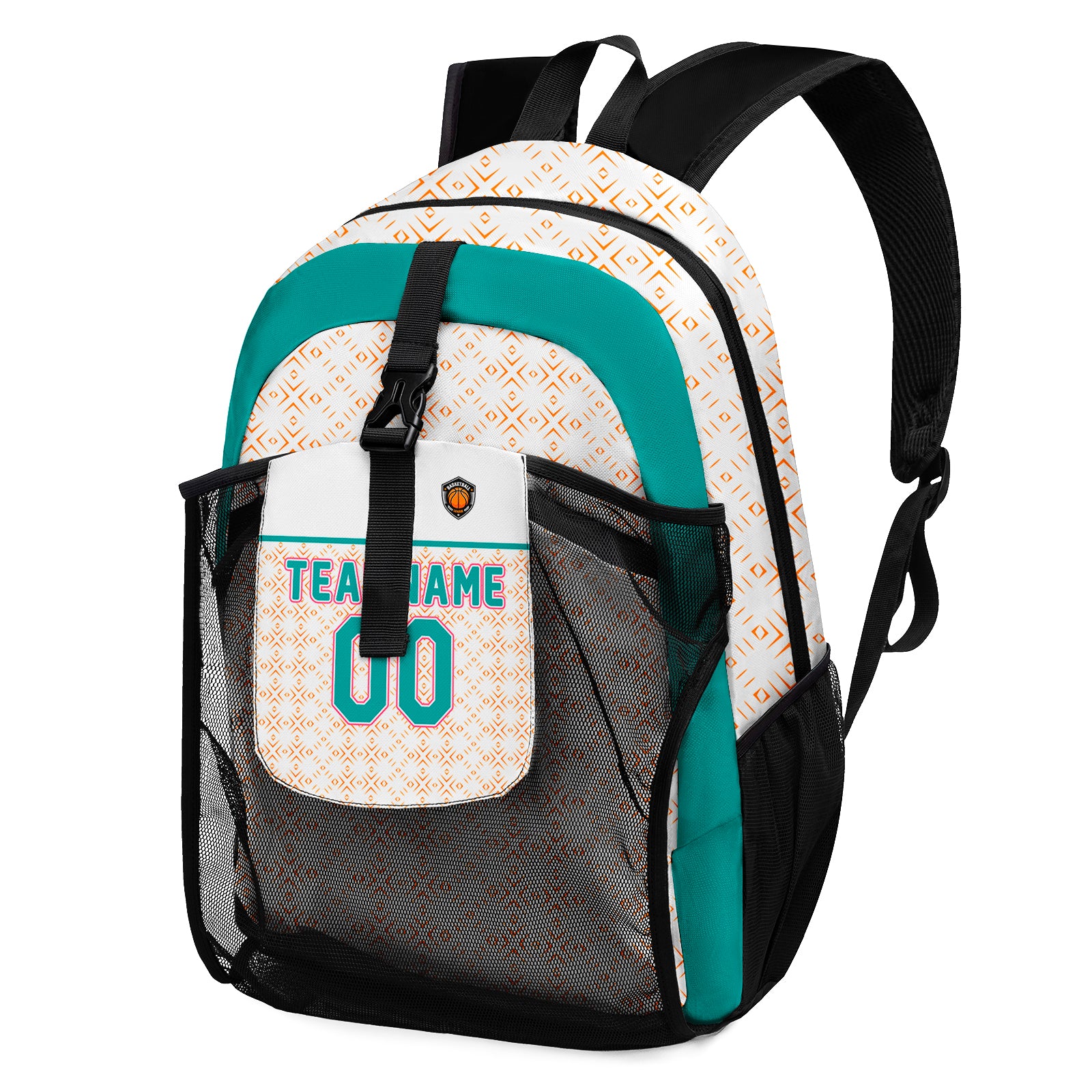 Anpassen Orange Teal Sport Rucksäcke Mit Personalisiert Namen, Zahlen und Logos Online-Verkauf