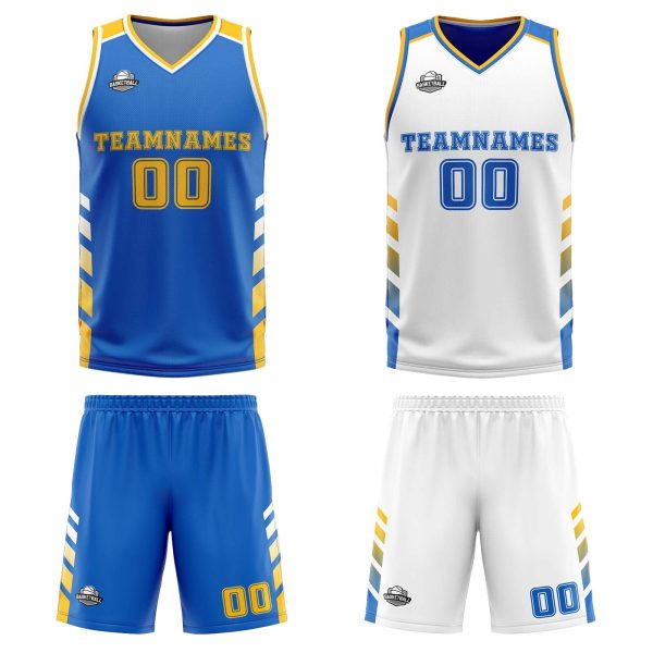 Benutzerdefinierte Blau Weiß Gelb Reversible Basketball Jersey Personalisierte Print Name Nummer Logo Jetzt online – Bild 3
