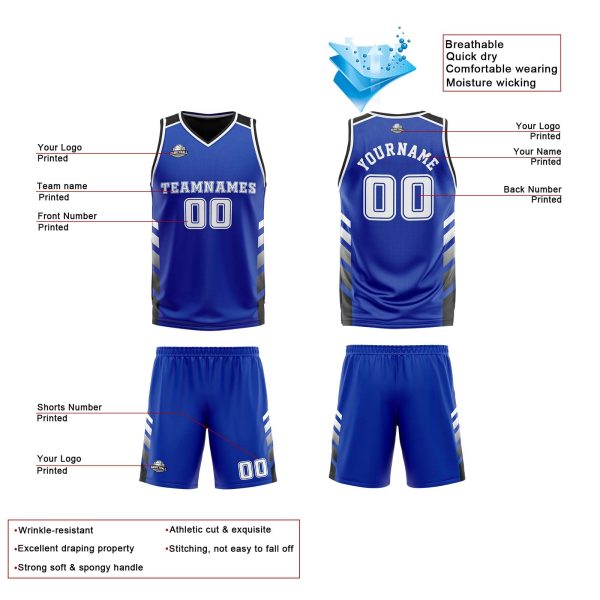 Benutzerdefinierte Blau Schwarz Weiß Reversible Basketball Jersey Personalisierte Print Name Nummer Logo Jetzt online – Bild 4