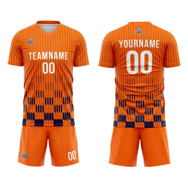 Benutzerdefinierte Fußball Trikots für Männer Frauen Personalisierte Fußball Uniformen für Erwachsene und Kind Orange-Marine Angebot – Bild 2