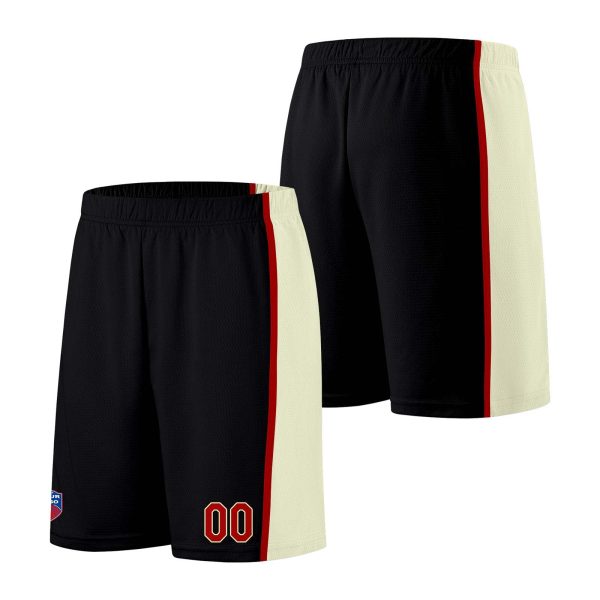 Individuelle Basketball-Jersey-Shorts für Männer und Frauen. Gestickter und gedruckter Name, Nummer und Logo Schwarz&Creme Schn?ppchen – Bild 2