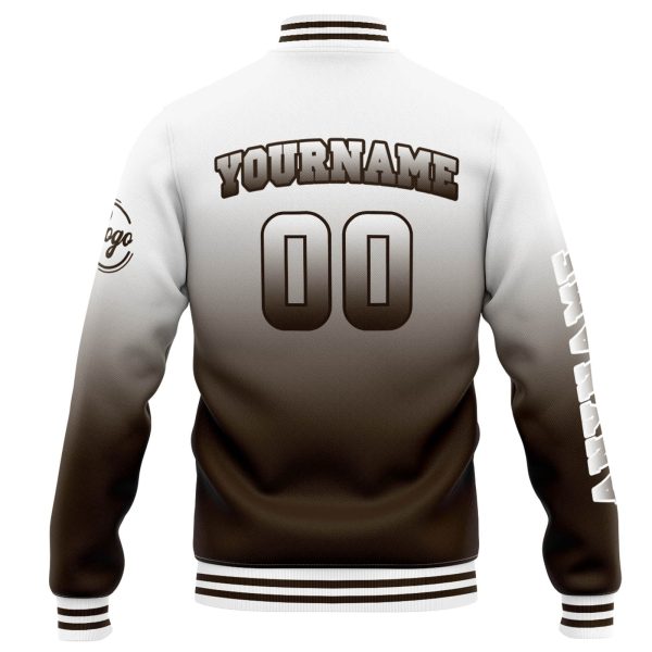 Benutzerdefinierte Varsity-Jacke. Letterman-Jacke für Männer, Frauen und Jugendliche Weiß Braun Verlauf Jetzt online – Bild 3