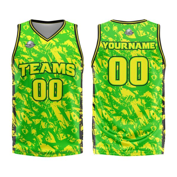 Benutzerdefinierter Grün Gelb Basketball Jersey Uniform Anzug gedruckt Ihr Logo Name Nummer Jetzt online