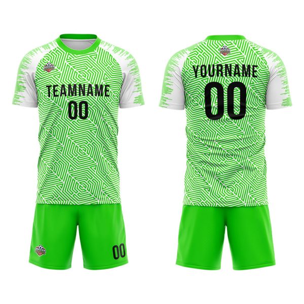 Benutzerdefinierte Fußball Trikots für Männer Frauen Personalisierte Fußball Uniformen für Erwachsene und Kind Grün-Weiß Im Angebot – Bild 2