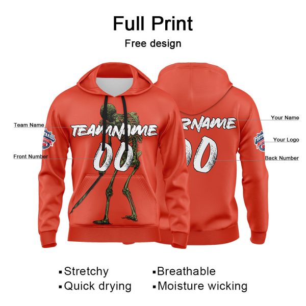 Benutzerdefinierter Sweatshirt-Hoodie für Mann, Frau, Mädchen, Junge. Drucken Sie Ihr Logo, Ihren Namen und Ihre Nummer Orange Schn?ppchen – Bild 2