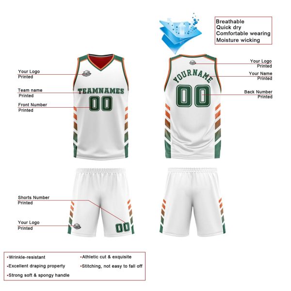 Benutzerdefinierte Weiß Orange Grün Reversible Basketball Jersey Personalisierte Print Name Nummer Logo Jetzt online – Bild 4