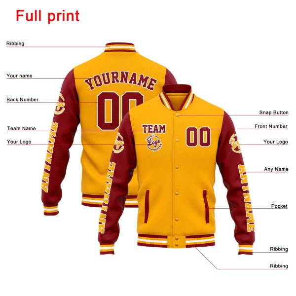 Benutzerdefinierte Varsity-Jacke. Letterman-Jacke für Männer, Frauen und Jugendliche Orange Rot Rabatt – Bild 4