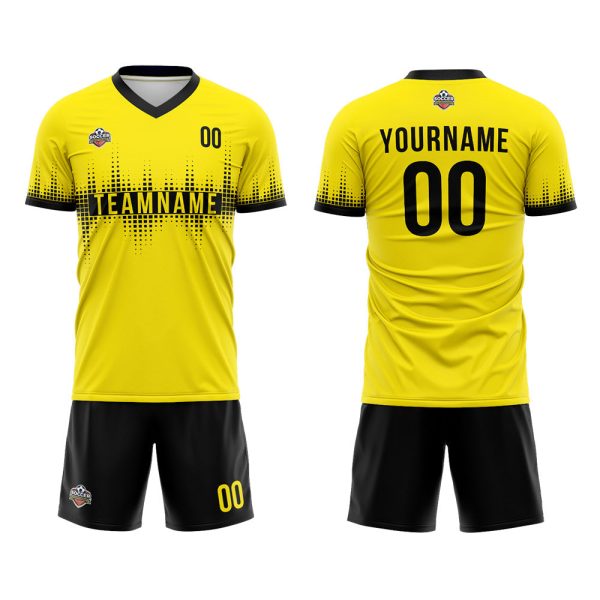 Benutzerdefinierte Fußball Trikots für Männer Frauen Personalisierte Fußball Uniformen für Erwachsene und Kind Gelb-Schwarz Online-Schn?ppchen – Bild 2
