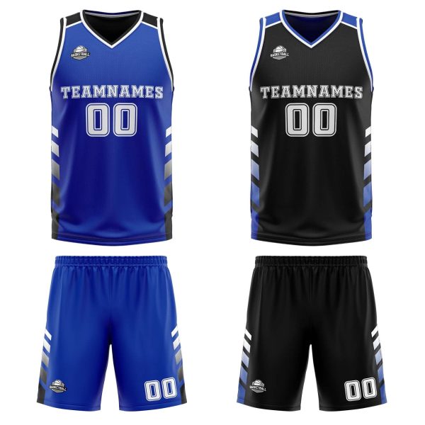 Benutzerdefinierte Blau Schwarz Weiß Reversible Basketball Jersey Personalisierte Print Name Nummer Logo Jetzt online – Bild 3