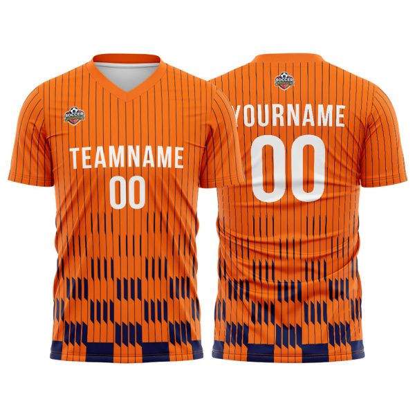Benutzerdefinierte Fußball Trikots für Männer Frauen Personalisierte Fußball Uniformen für Erwachsene und Kind Orange-Marine Angebot
