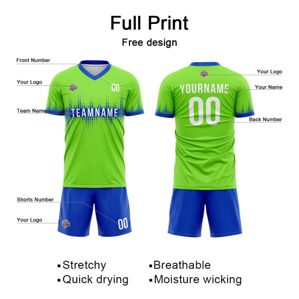 Benutzerdefinierte Fußball Trikots für Männer Frauen Personalisierte Fußball Uniformen für Erwachsene und Kind Grün-Blau Schn?ppchen – Bild 3