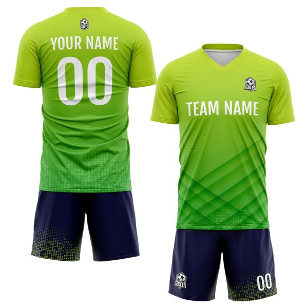 Benutzerdefinierte Fußball Trikots für Männer Frauen Personalisierte Fußball Uniformen für Erwachsene und Kind Grün&Marine Mode – Bild 2