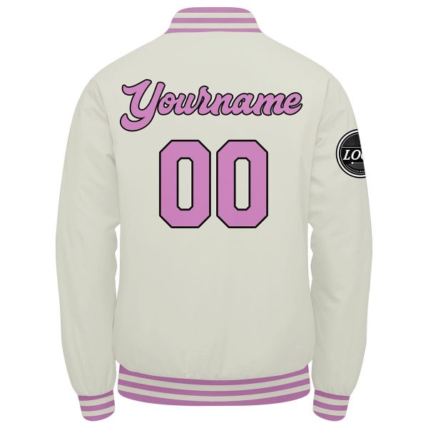 Benutzerdefinierte Verlauf Varsity-Jacke. Letterman-Jacke Creme Rosa Online-Schn?ppchen – Bild 5