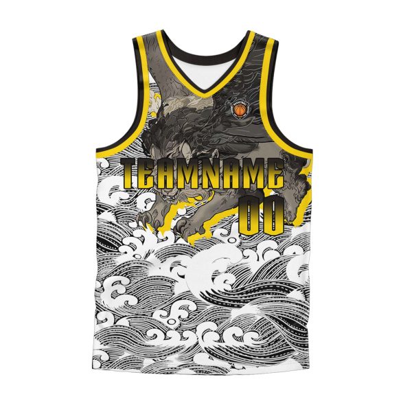 Benutzerdefinierter Braun Gelb Basketball Jersey Uniform Anzug gedruckt Ihr Logo Name Nummer Rabatt – Bild 2