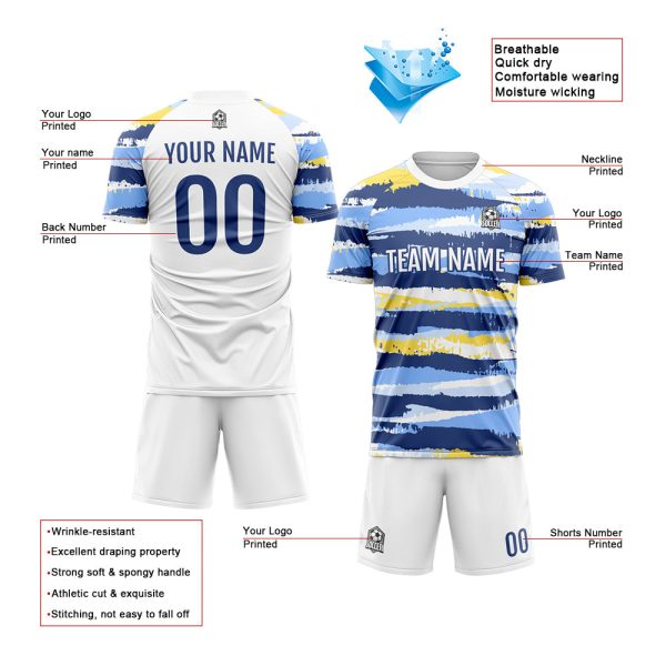 Benutzerdefinierte Fußball Trikots für Männer Frauen Personalisierte Fußball Uniformen für Erwachsene und Kind Grau Blau Schn?ppchen – Bild 3