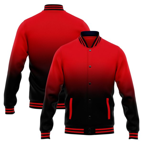 Benutzerdefinierte Varsity-Jacke. Letterman-Jacke für Männer, Frauen und Jugendliche Rot Schwarz Verlauf Online-Schn?ppchen – Bild 3