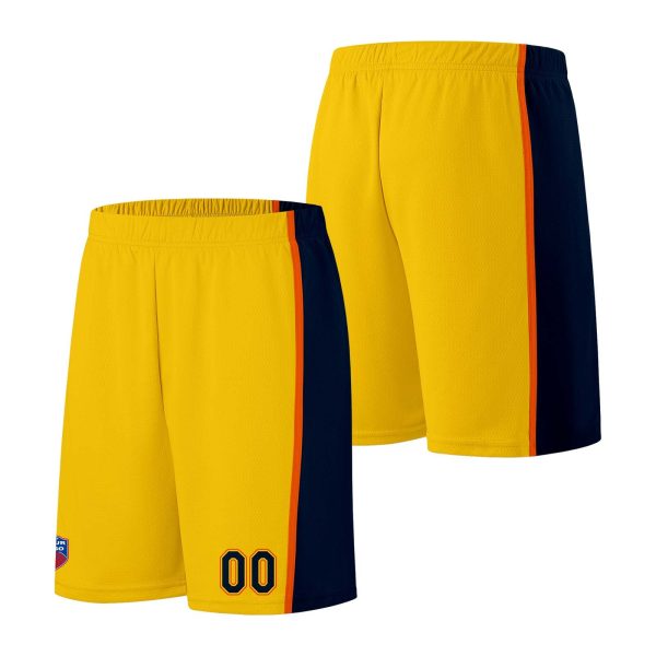 Individuelle Basketball-Jersey-Shorts für Männer und Frauen. Gestickter und gedruckter Name, Nummer und Logo Gelb Rabatt – Bild 3