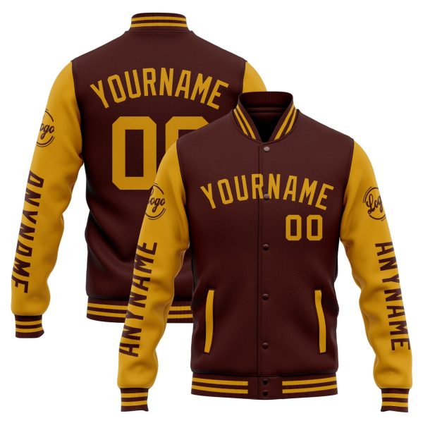 Benutzerdefinierte Varsity-Jacke. Letterman-Jacke für Männer, Frauen und Jugendliche Burgund Gold Jetzt online