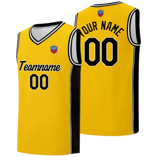 Individuelle Basketball-Jersey-Shorts für Männer und Frauen. Gestickter und gedruckter Name, Nummer und Logo Gelb Jetzt online