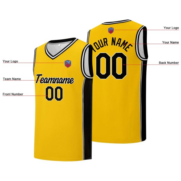 Individuelle Basketball-Jersey-Shorts für Männer und Frauen. Gestickter und gedruckter Name, Nummer und Logo Gelb Jetzt online – Bild 5
