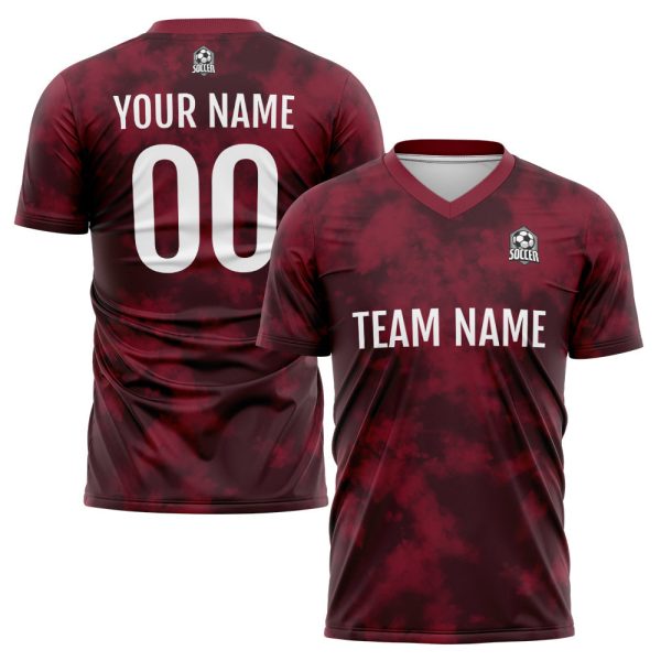 Benutzerdefinierte Fußball Trikots für Männer Frauen Personalisierte Fußball Uniformen für Erwachsene und Kind Rot-Karminrot Online-Verkauf