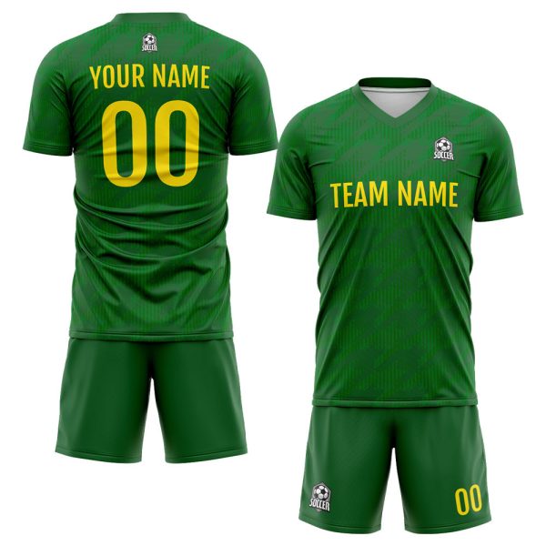 Benutzerdefinierte Fußball Trikots für Männer Frauen Personalisierte Fußball Uniformen für Erwachsene und Kind Grün&Gelb Jetzt online – Bild 2