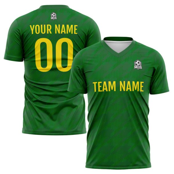 Benutzerdefinierte Fußball Trikots für Männer Frauen Personalisierte Fußball Uniformen für Erwachsene und Kind Grün&Gelb Jetzt online