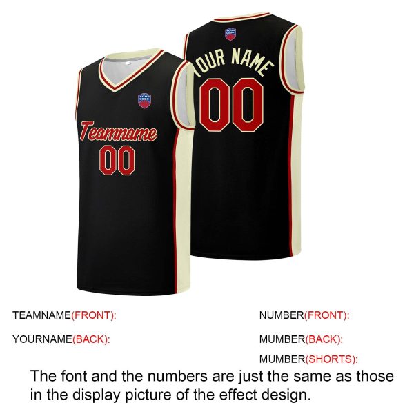 Individuelle Basketball-Jersey-Shorts für Männer und Frauen. Gestickter und gedruckter Name, Nummer und Logo Schwarz&Creme Schn?ppchen – Bild 4
