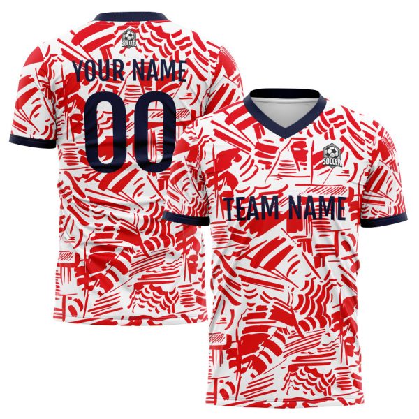 Benutzerdefinierte Fußball Trikots für Männer Frauen Personalisierte Fußball Uniformen für Erwachsene und Kind Rot&Marine Verkauf