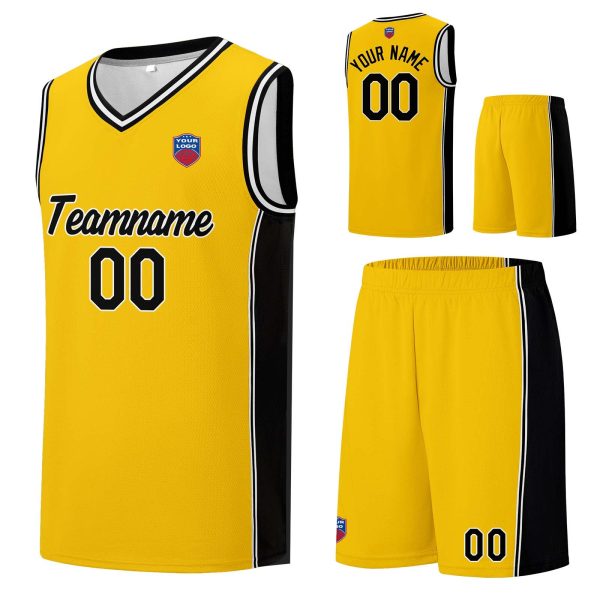 Individuelle Basketball-Jersey-Shorts für Männer und Frauen. Gestickter und gedruckter Name, Nummer und Logo Gelb Jetzt online – Bild 2