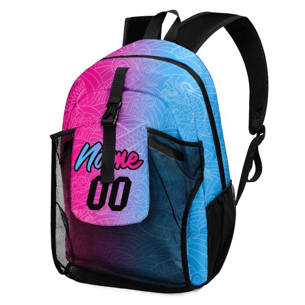 Anpassen Rosa Hellblau Sport Rucksäcke Mit Personalisiert Namen, Zahlen und Logos. Online