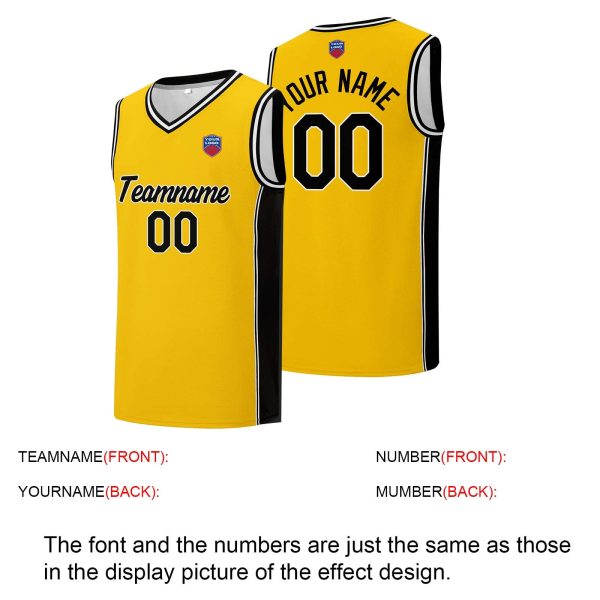 Individuelle Basketball-Jersey-Shorts für Männer und Frauen. Gestickter und gedruckter Name, Nummer und Logo Gelb Jetzt online – Bild 4