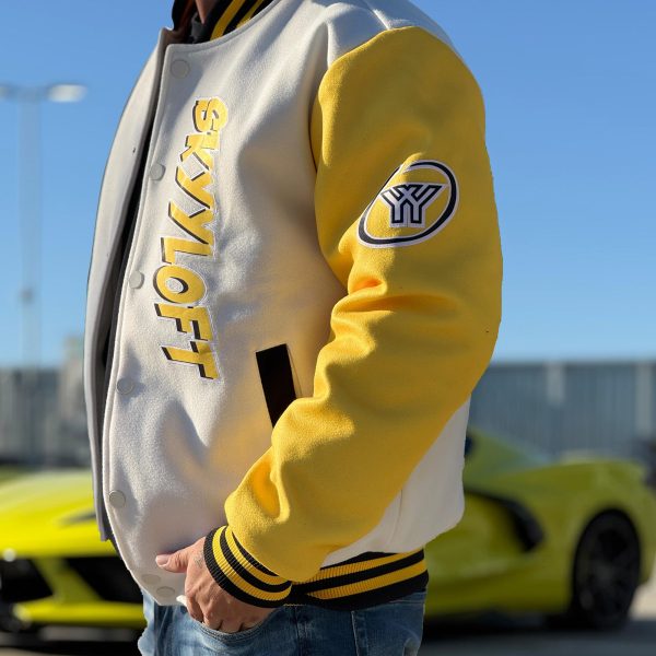 Benutzerdefinierte Verlauf Varsity-Jacke. Letterman-Jacke Rosa Gelb Schwarz Schn?ppchen – Bild 3