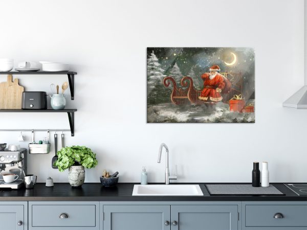 Weihnachtsmann mit Geschenken, Glasbild Jetzt online – Bild 3