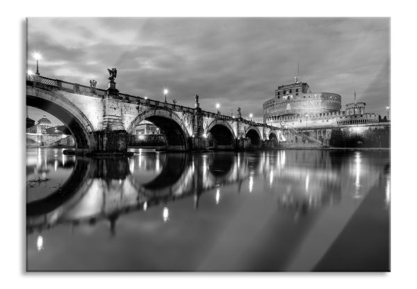 Nachtansicht von S. Angelo-Brücke, Glasbild Online-Schn?ppchen