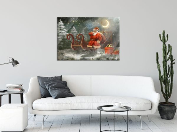 Weihnachtsmann mit Geschenken, Glasbild Jetzt online – Bild 2