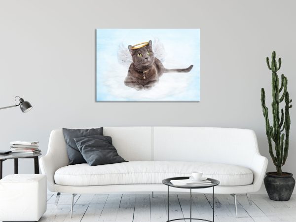 Katzen-Engel auf Wolke, Glasbild Online – Bild 2