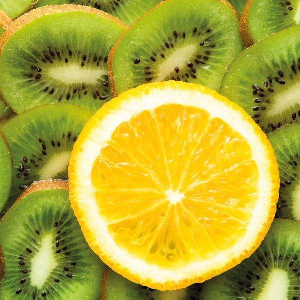Orange verirrt in Kiwi Scheiben, Glasbild Quadratisch Verkauf – Bild 5