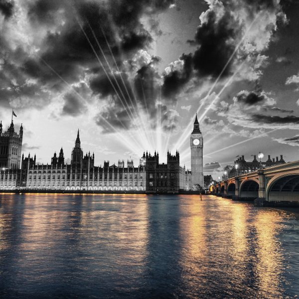 Westminster Abbey mit Big Ben, Glasbild Quadratisch Online-Verkauf – Bild 5