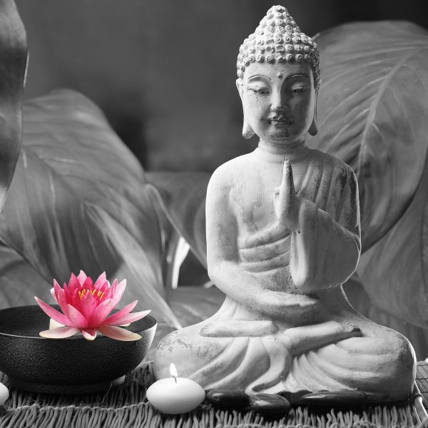 Buddha mit Seerose, Glasbild Quadratisch Mode – Bild 5