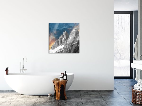 wunderschöne Bergkette, Glasbild Quadratisch Rabatt – Bild 4