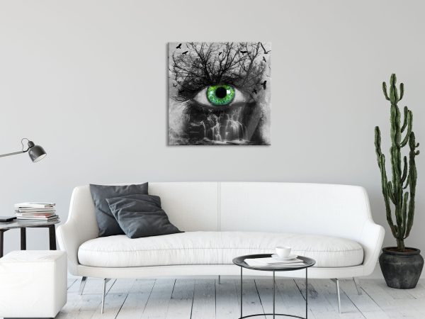 Auge verbunden mit schöner Natur, Glasbild Quadratisch Zu verkaufen – Bild 2