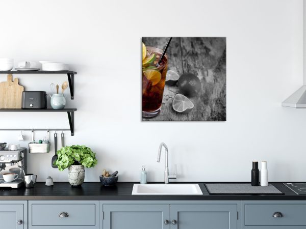 Cuba Libre mit vielen Limetten, Glasbild Quadratisch Online-Verkauf – Bild 3