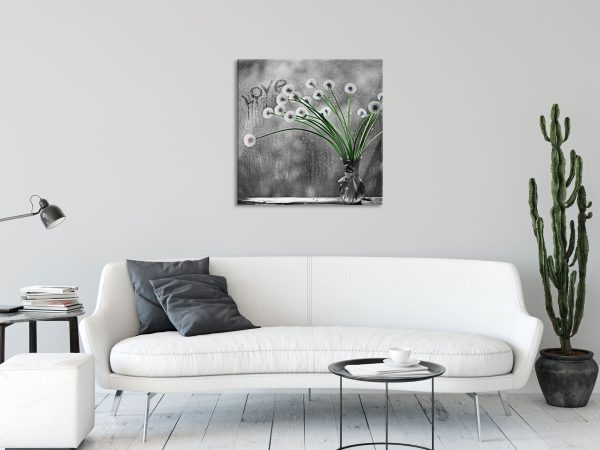 Pusteblumen bei Regen, Glasbild Quadratisch Zu verkaufen – Bild 2